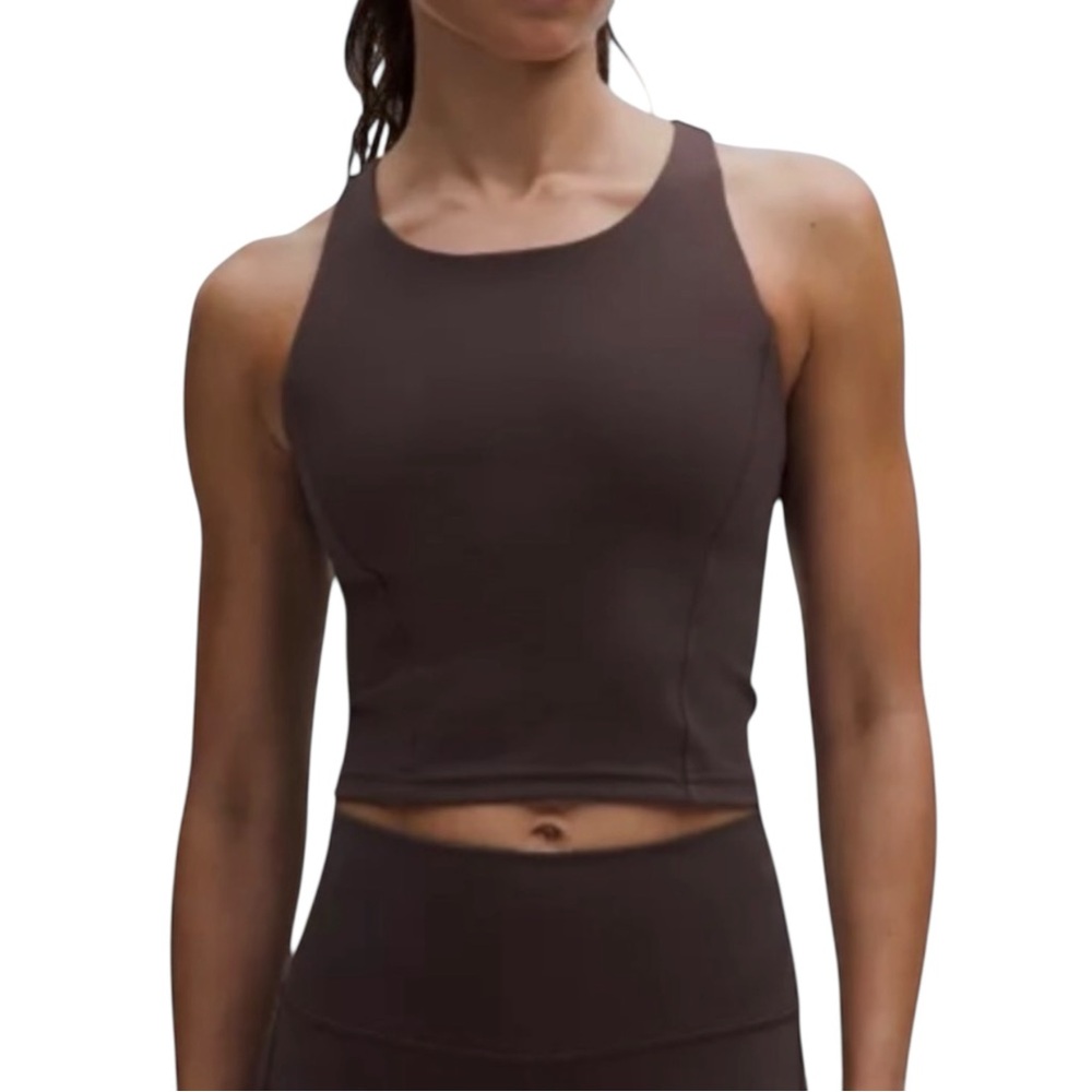 lululemon Logo Elastic Everlux Shelf Tank Bra Espresso / Bone - Picture 2 of 6